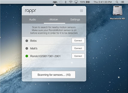 RAPPR Sensor Settings view