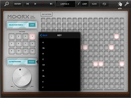 M8RX tone matrix, key popover